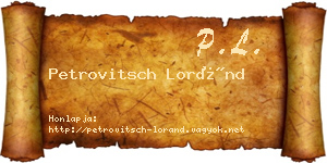 Petrovitsch Loránd névjegykártya
